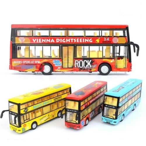 1:50 scale alloy pull back model bus,High simulation double decker bus model,3 open the door,music&flash toy vehicle,wholesale