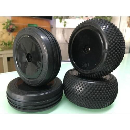 1/10 Off Road Racing Front Rear Dish Wheel Small Pin Glued Tire Set for Serpent SRX4 Bandit yokomo yz4 4pcs