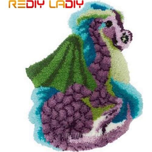 Latch Hook Kits Make Your Own Rug Purple Dragon Tapestry Crochet Cushion Mat DIY Carpet Rug Pre-Printed Canvas Hobby & Crafts
