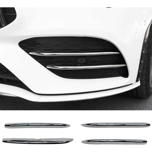 Front Fog Lamps Cover Grille Slats Sticker Decoration Strips for Mercedes -Benz C Class CLA C118 CLA200 260 2020+ Chrome