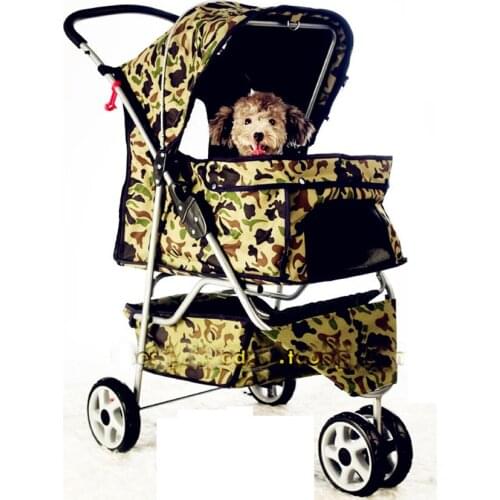 2016 Newly Designed camouflage Pet Stroller Cat / Dog Easy Walk Folding Travel Carrier Carriage with rain cover