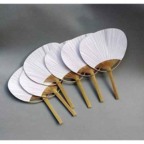 Pai pai bambu 36 Pcs/Lot Pure white bamboo handle blank calligraphy painting blank group fan white fan summer