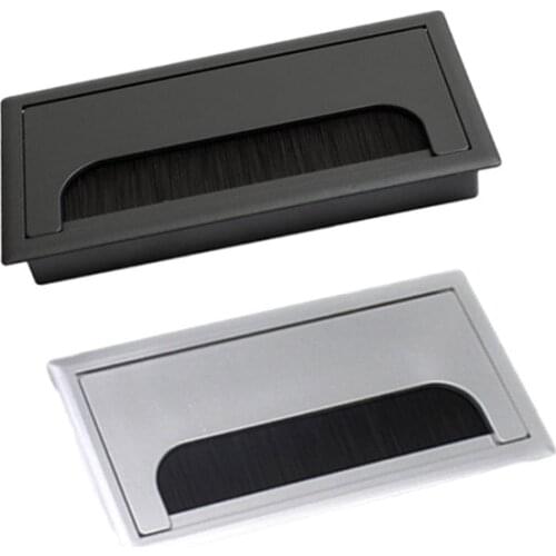 Table Desk Rectangle Wire Cover Cable Grommet Wire Hole Cover Outlet Port with Black Brush Furniture Hole Plug