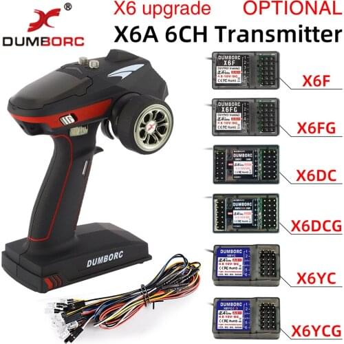 DUMBORC X6A 6CH 2.4G RC Radio Transmitter Remote Control with X6F/X6FG/X6DC/X6DCG/X6YC/X6YCG Gyro Receiver for RC Car Boat Tank