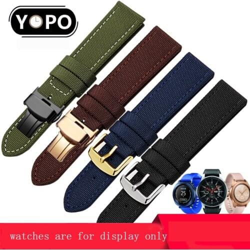 Smart watch accessories High Quality Nylon strap 20mm 22mm black brown blue wristband for Samsung Gear galaxy watch S2 S3sport