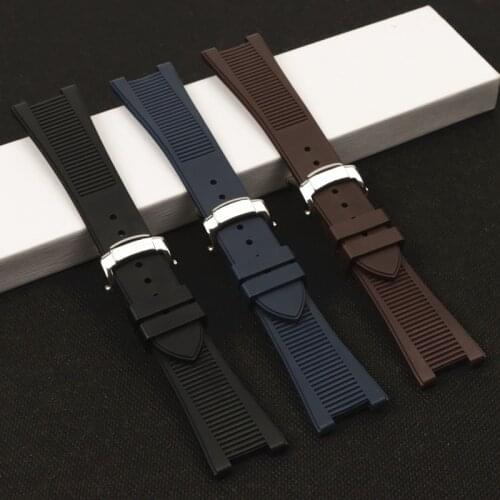 25mm Soft Rubber Watch band Black Blue Brown Waterproof Folding Buckle Watchbands Suitable for PATEK PHILIPPE Series Watch strap