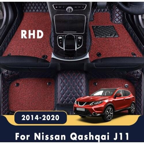 RHD For Nissan Qashqai J11 2020 2019 2018 2017 2016 2015 2014 Luxury Car Floor Mats Leather Carpet Double Layer Wire Loop Custom