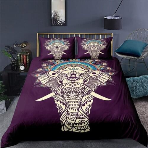 Luxury 3D Elephant Print 2/3Pcs Kids Bedding Sets Comfortable Duvet Cover Pillowcase Home Textile Queen and King EU/US/AU Size