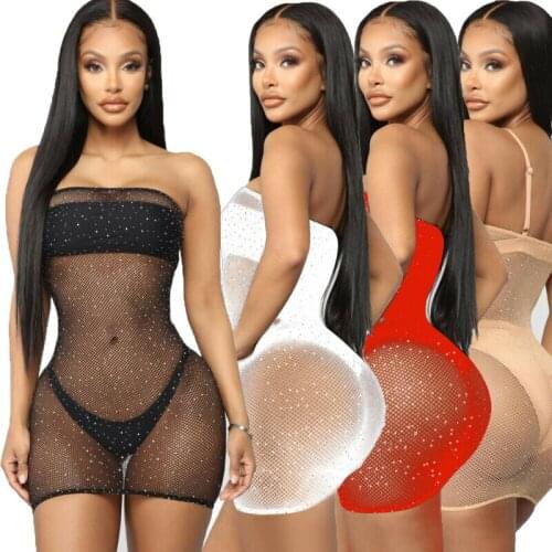 Sexy Lingerie Women erotic Mini Dress Sequin Mesh Fishnet Bodystockings Ultrathin Sleepwear sexy underwear bodydoll linerie
