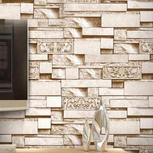 Modern Vinyl Textured Wallpaper for Wall 3 D Grey Beige Brick Wall Papers Home Decor Living Room