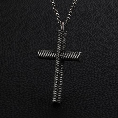 Stainless Steel Cross Metal Pendant Necklace For Men With Twisted Chain Fashion Personality Male Accessories