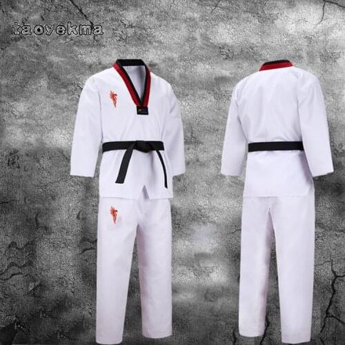 Top Quality Colored Taekwondo Uniform for adult Children Teenagers Poomsae dobok red blue black tae kwon do clothes WTF approved