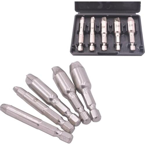 5-Piece Screw Extractor High-Speed Steel Single-Head Sliding Screw Removal Tool Set Broken Head Screw Extractor