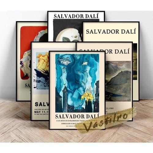 Salvador Dali Museum Exhibition Poster, Dali Surrealism Wall Art, Living Room Wall Decor, Salvador Vintage Abstract Oil Painting