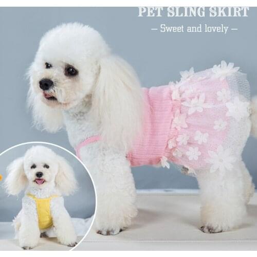 Sling Pet Skirt Dogs Clothes Cotton Spring Summer Lace Princess Cat Dresses For Small Dogs Elastic Chihuahua Pet Cats Clohting