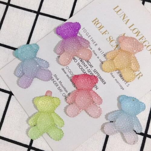 DIY handmade jewelry INS fashion temperament Joker gradient bear childrens hairpin hair accessories patch material 4pcs