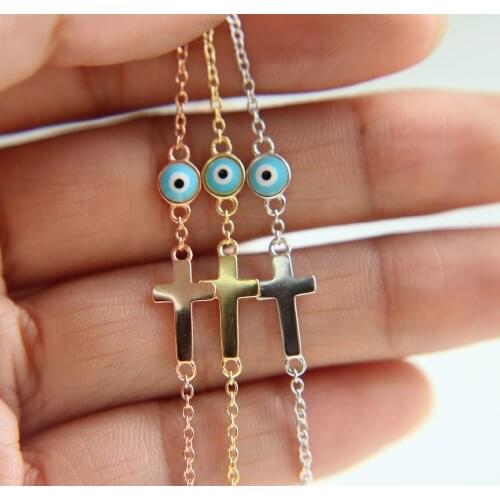 Luxury Brand Women cross charm Bracelet real 925 sterling Silver eye Style Charm Bracelet for Women Bracelets & Bangles Jewelry