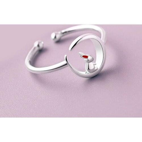 Bohemian Creative Irregular Moon Rabbit Ear Rings For Women Vintage Knuckle Finger Ring Trend Geometric Jewelry