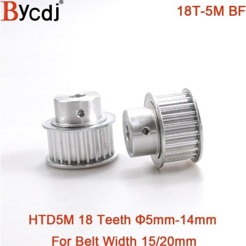 Arc 18 Teeth HTD 5M Timing Pulley Bore 5/6/6.35/7/8/10/12/14mm for Width 15/20mm HTD5M Synchronous Belt gear pulley 18Teeth 18T