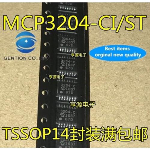 10PCS MCP3204-CI/ST TSSOP14 MCP3204T-CI/ST printing 3204-C in stock 100% new and original