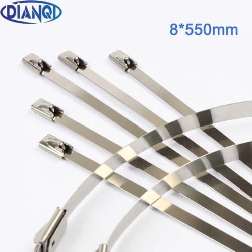 100pcs 8*550mm 8x550mm 8mmx550mm Latching Self-Locking Stainless Steel Zip Cable Tie Lock Tie Wrap cable ties 201 304 316