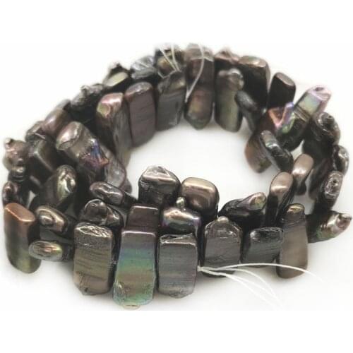 16 inches 12x20mm Black Natural Flat Rectangle Coin Pearl Loose Strand