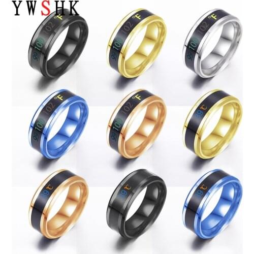 2021 Smart Sensor Body Temperature Stainless Steel Couple Ring Fashion Display Real-time Temperature Tester Party Jewelry