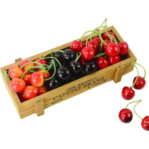 27mm Mini Simulation Small Cherry Foam Plastic Fake Artificial Fruit Model Birthday Kitchen Christmas Tree Decoration 20Pcs