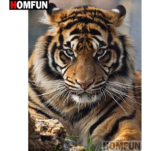 HOMFUN Full Square/Round Drill 5D DIY Diamond Painting "Animal tiger"3D Diamond Embroidery Cross Stitch Home Decor A19984