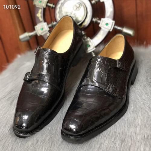 Authentic True Crocodile Belly Skin Businessmen Dress Oxfords Genuine Exotic Alligator Leather Handmade Male Slip-on Suit Shoes