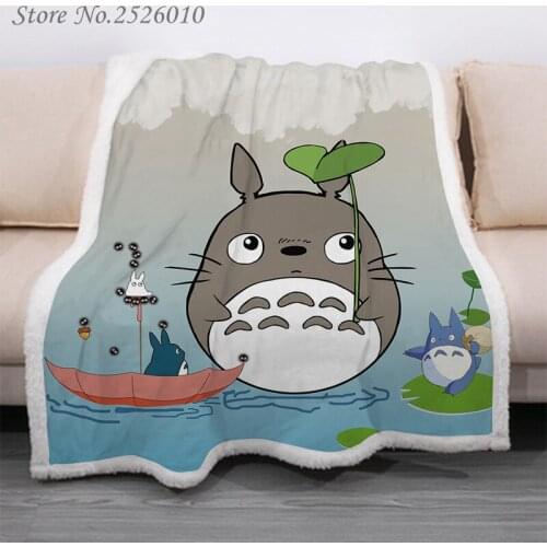 Throw blanket Anime Totoro 3D Velvet Plush Blanket Bedspread For Kids Girls Sherpa Blanket Couch Quilt Cover Travel 05