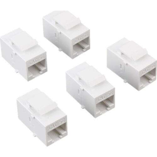 White CAT5 Female to Female RJ45 Ethernet Keystone Jack Coupler Pack of 5