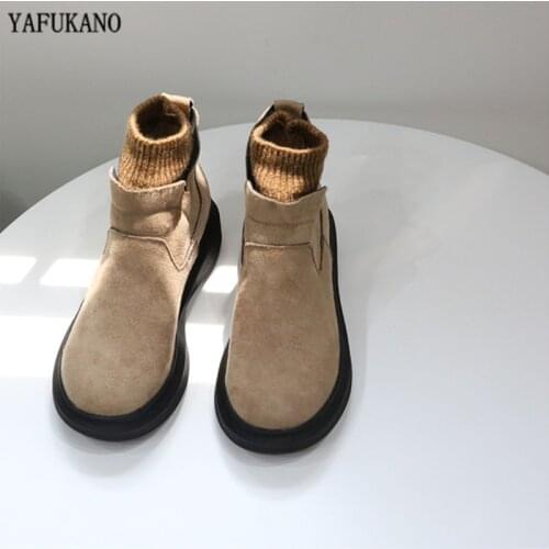 Mori Girl Literary Martin Boots Retro Woolen Tube Round Toe Thick-Soled Womens Ankle Boots Handmade Comfort Casual Short Boots