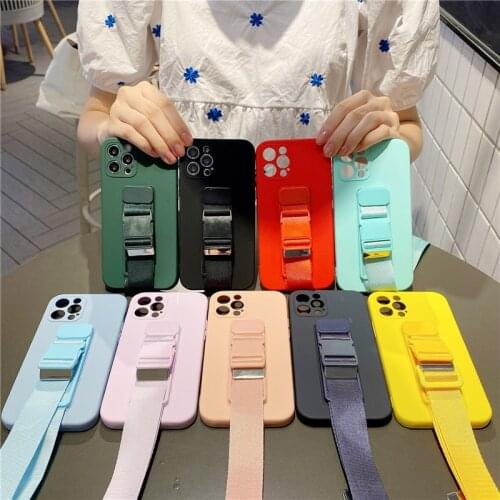 Wrist Strap Lanyard Phone Case For iPhone 11 12 Pro Max X XR XS Max 7 8 Plus 12 11 Pro 12 Crossbody Necklace Silicone Back Cover