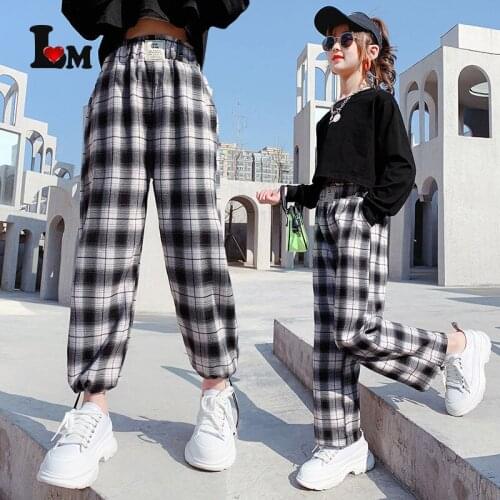 Baby Girl Spring Autumn Elastic Waist Childrens Pants Casual Style Teens Girl Clothes 4 To 14Yrs Girl Pants Plaid Pattern Pants