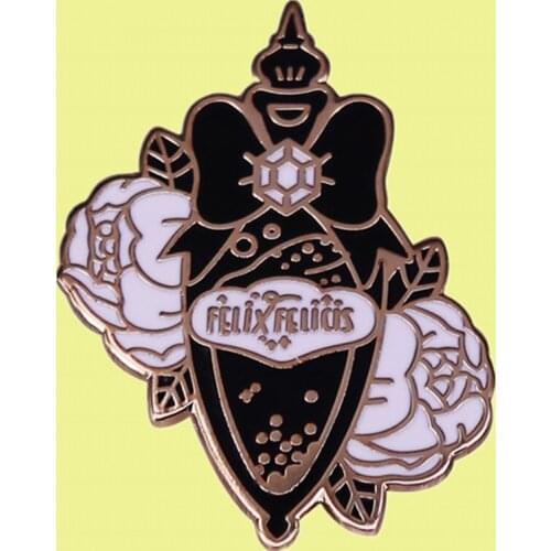 Harry Felix Felicis lucky magical potion Bottle peony flowers Enamel Pin Witch Wizard Soothsayer Poison brooch jewelry