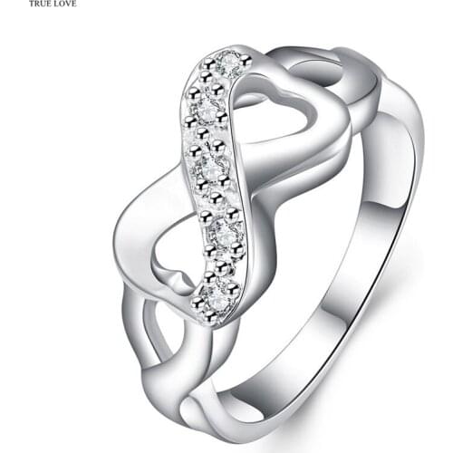 HOT SALE Silver color Bow Finger Ring with Zircon Woman Fashion Jewelry Size 6-10 # Christmas gift anel feminino Low Price