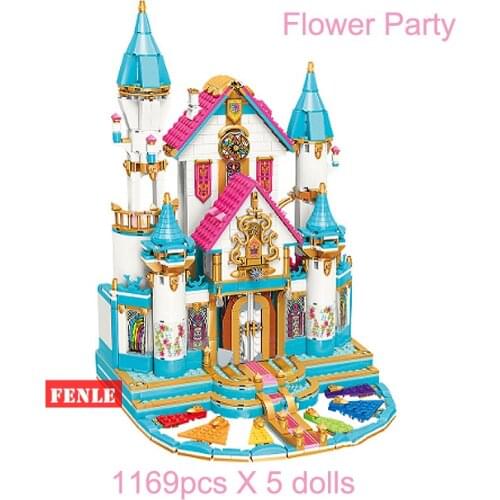 Enlighten 32015 1169PCS Building Blocks Girl Princess Castle Big House 1 Set Leah Lake Heart Rainbow DIY Bricks Toys Gift