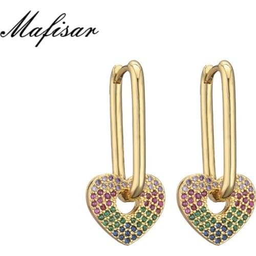Mafisar 2021 New Gold Color Heart Dangle Earrings For Women Wedding Drop Earing Fashion Female Engagement Jewelry