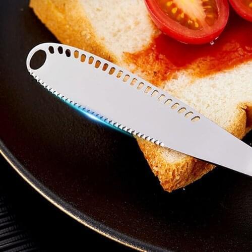 Multifunction 430 Stainless Steel Butter Knife Hole Cheese Dessert Jam Knife Cutlery Tool Kitchen Toast Bread Knife Tableware