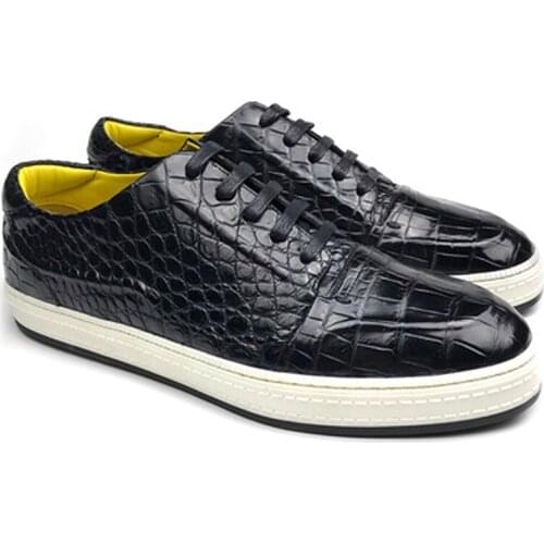 Chue new arrival crocodile men shoes male casual men shoes men shoes crocodile skin shoes black