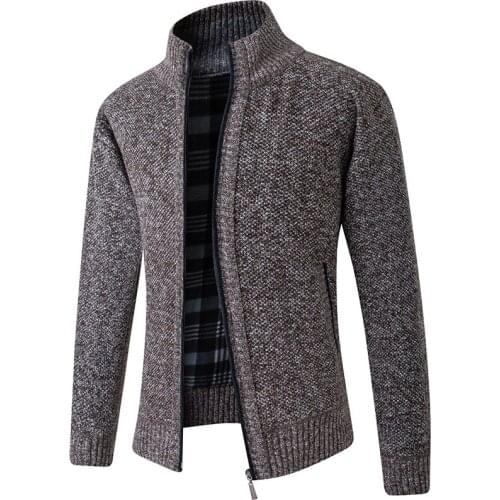 2021 Mens Sweater Coat Autumn Winter Faux Fur Wool Sweater Jackets Men Zipper Knitted Thick Cardigan Coat Warm Casual Knitwear