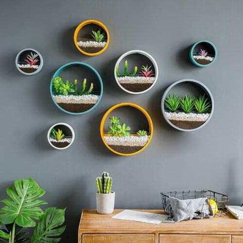 Wall Hanging Decor Shelf Flower Pot Modern Home Decor Room Decoration Multifunctional Storage Box Creative Round Floral Ornament