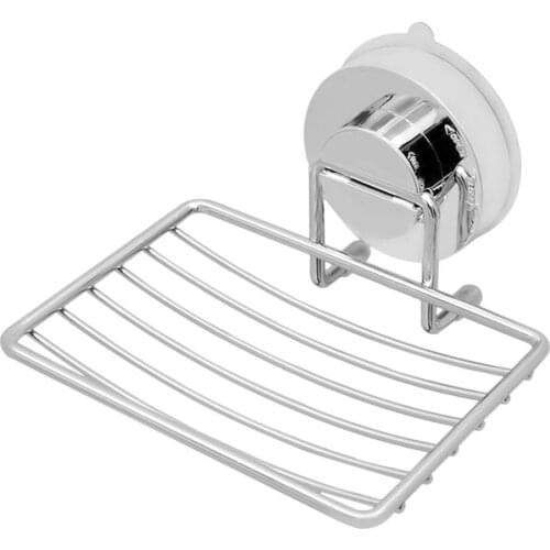 Stainless Steel Wall-mounted Strong Vacuum Suction Cup Soap Dish Holder Bathroom Accessories