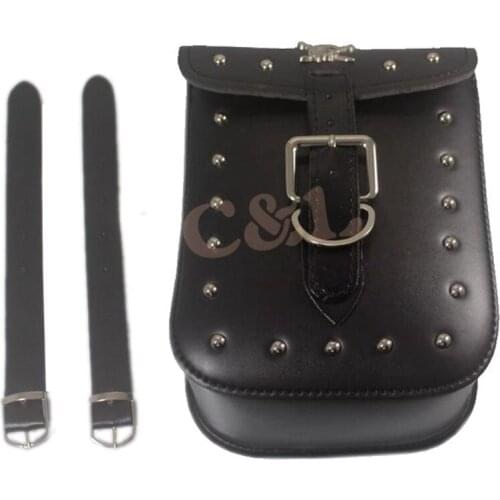 New Black Motorcycle Skull Faux Leather Oblong Tool Luggage Bag Side Saddle Bag Fit For Harley