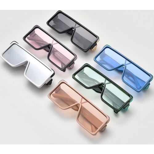New Arrival Brand Designer Men Women Oversized Square Sunglasses Trending Fashion Conjoined Green Blue Glasses Shade