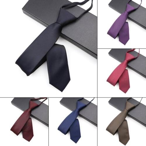 New Mens Zipper Lazy Tie Fashion Solid Color 6cm Skinny Business Necktie Simple Handy Party Dinner Wedding Daily Wear Gravatas