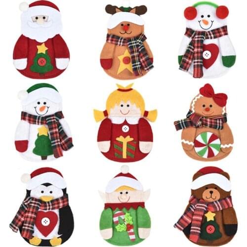 Penguin Santa Shape Knife Fork Knife Cutlery Storage Bag Pouch Xmas Table Decor Christmas Decoration New Year 2022
