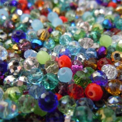 Isywaka Mixed Color 3*4mm 145pcs Rondelle Austria faceted Crystal Glass Beads Loose Spacer Round Beads for Jewelry Making