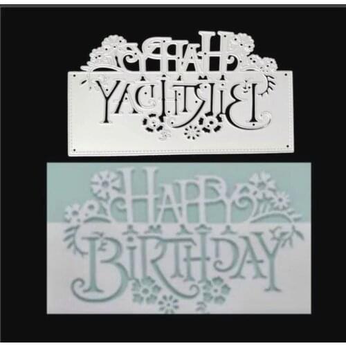 Happy birthday, greeting card Metal Cutting Dies for DIY Scrapbooking Album Paper Cards Decorative Crafts Embossing Die Cuts
